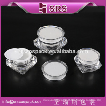 SRS luxo acrílico diamante forma jar, 5g 15g 30g 50g acrílico recipiente cosméticos